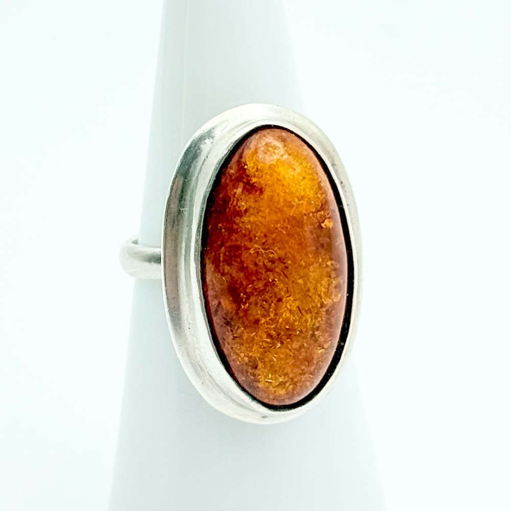 Baltic Amber Sterling Silver Ring w/ European 925 Hallmark